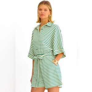 Entro Green and white romper size small NWT